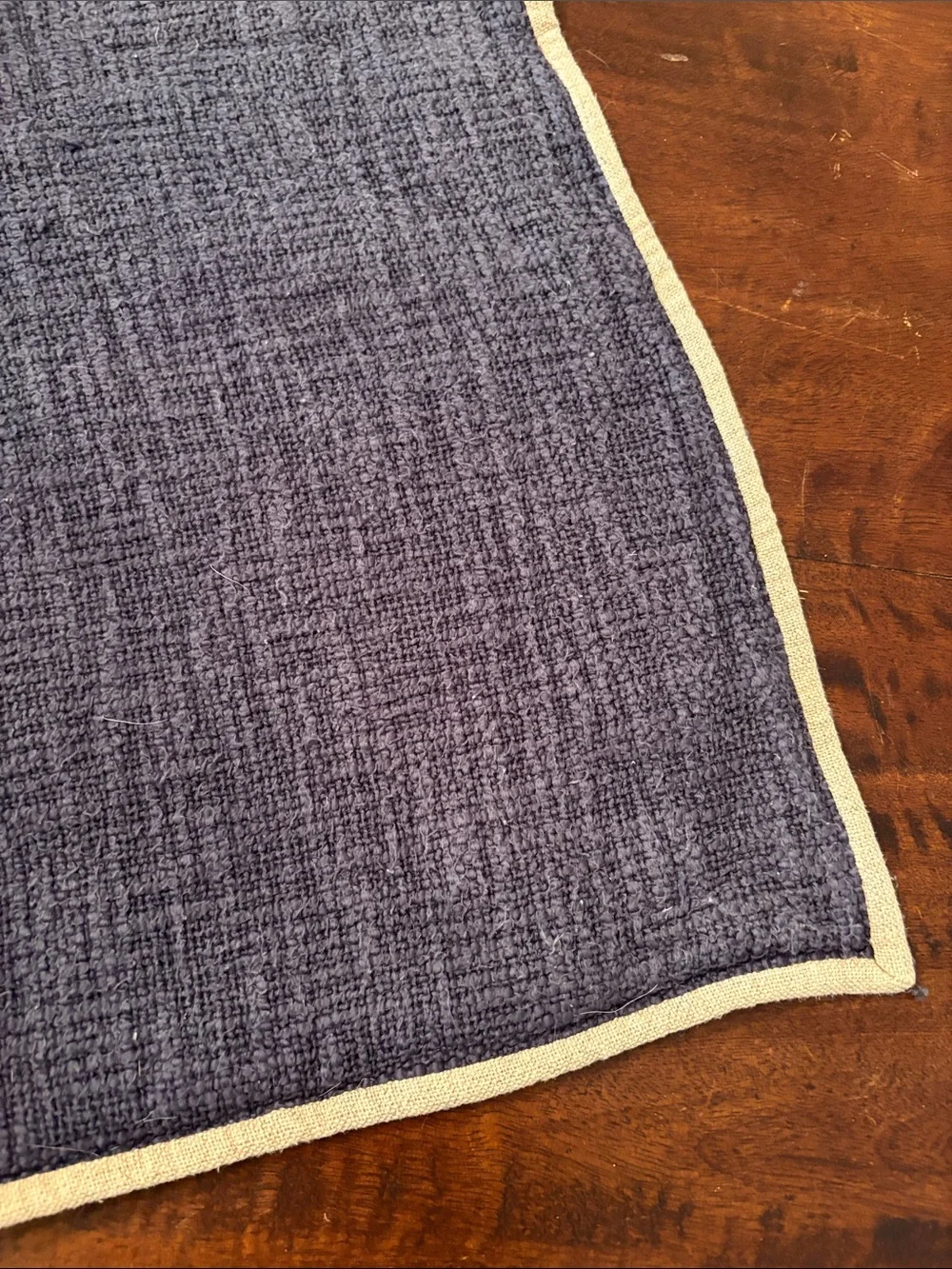 Pottery Barn Navy Accent Pillow Cover with Cream Border